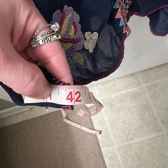 Johnny Was Navy Floral Embroidered Peta Slip Dress - Picture 4 of 8